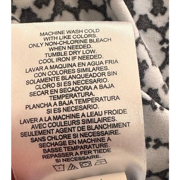 Jones New York 3/4 Sleeve Top Large Polyester Stretch Black Gray/Blue Print - Picture 7 of 9